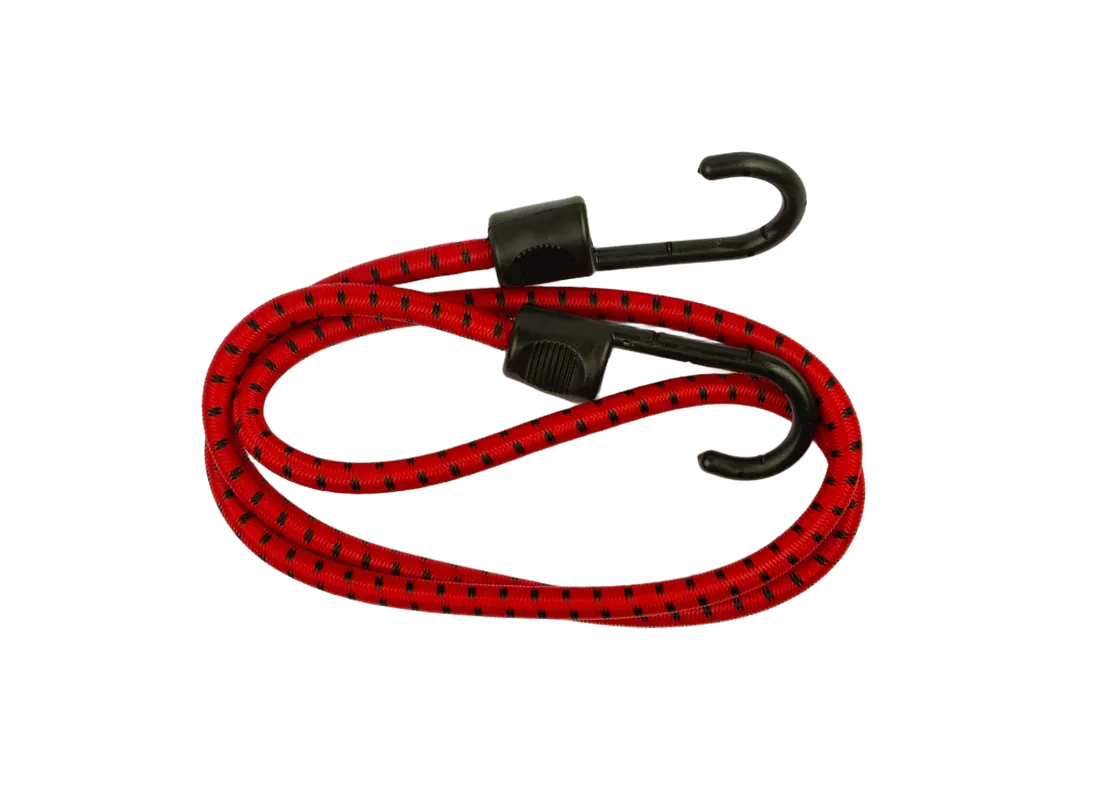 Sangle élastique ronde à gaine en polyester tressée et crochets noirs aux deux extrémités